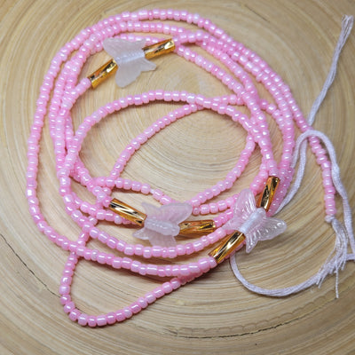 "Pink Butterfly" -Glow in the Dark Waist Beads