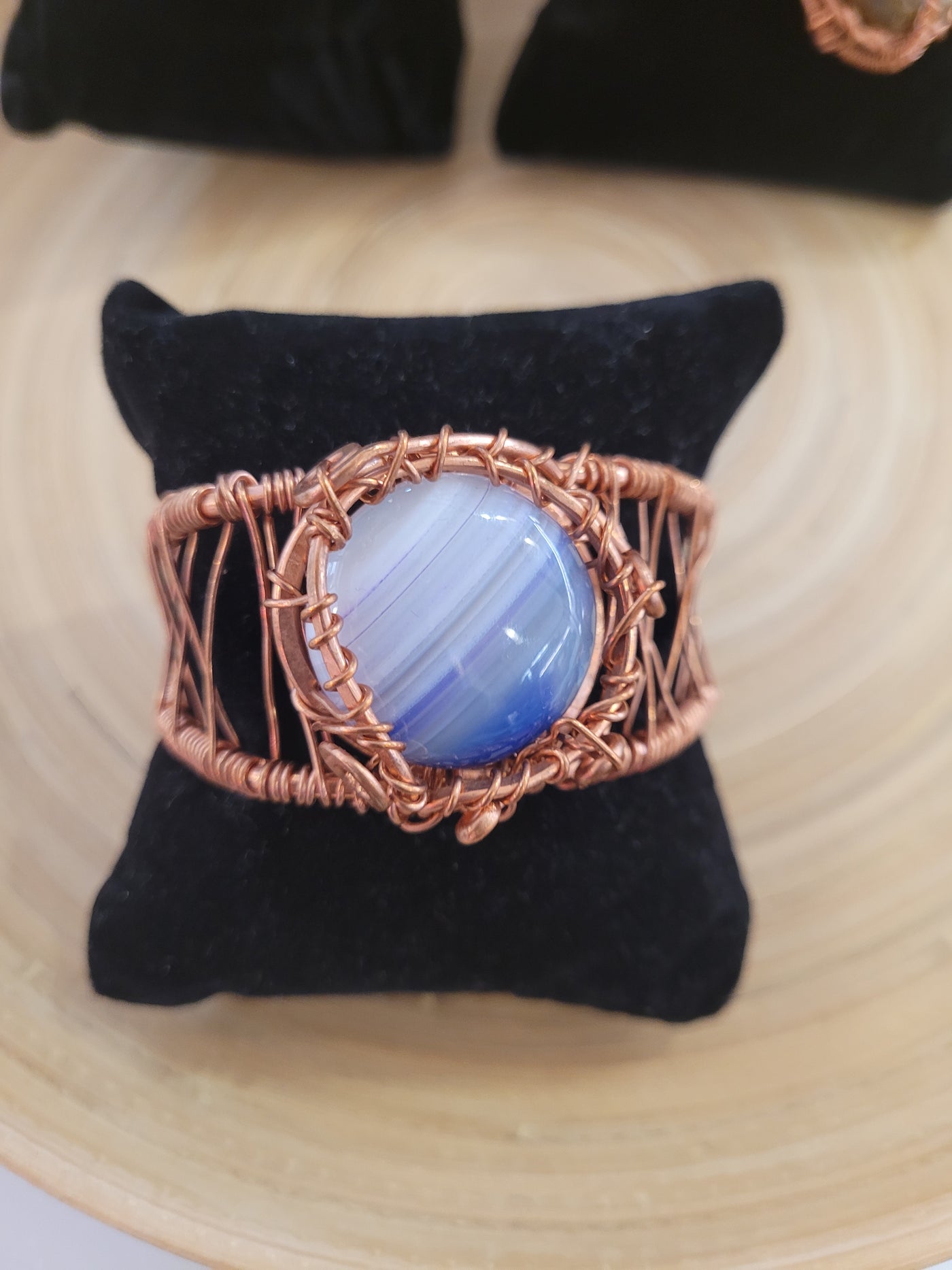 Blue Onyx Agate Cuff Bracelet by TRMC