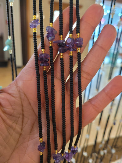 Purple Amethyst Crystal Waist Beads