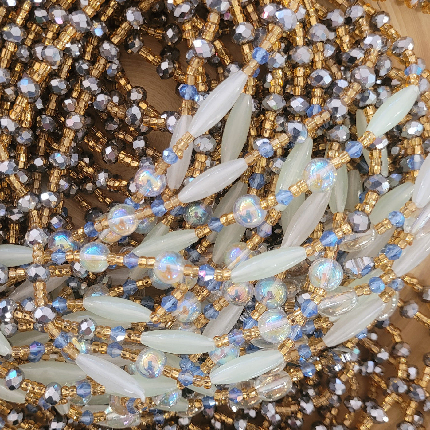 "Baby Blue Shimmer"-Glow in the Dark Lux Waist Beads