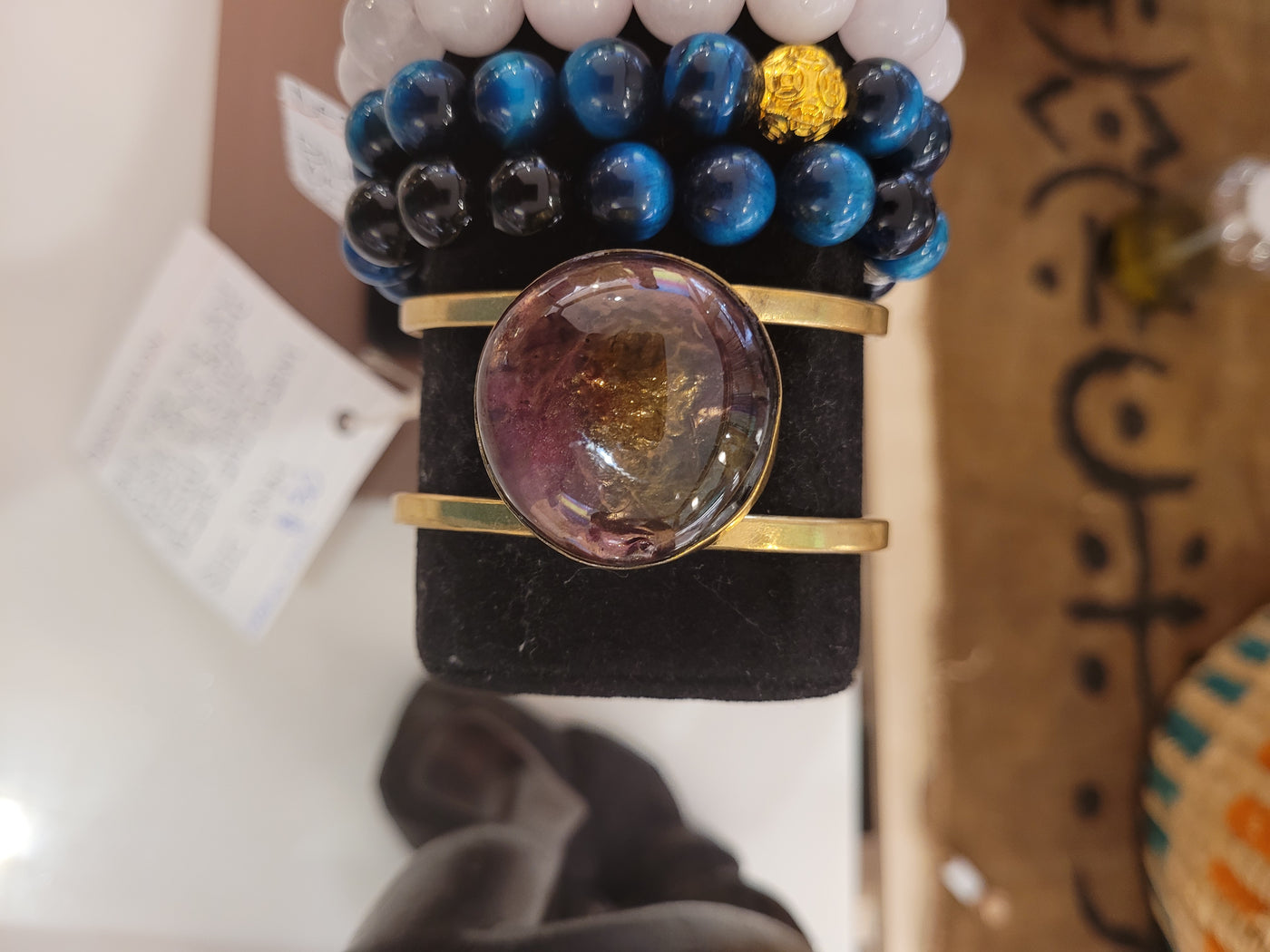 Kenyan Brass & Glass Bead Wrist Cuffs