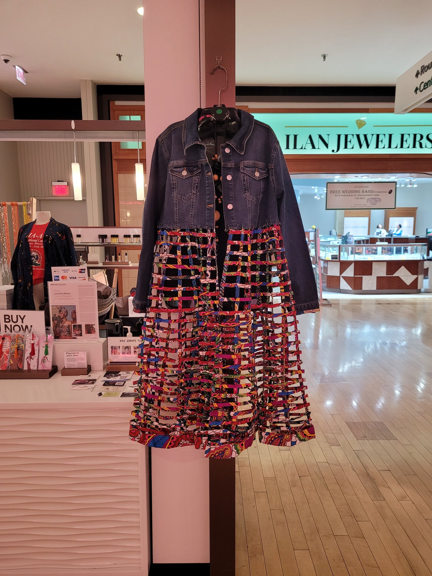 Afrofunk Wear-Laced Denim Jacket-$175