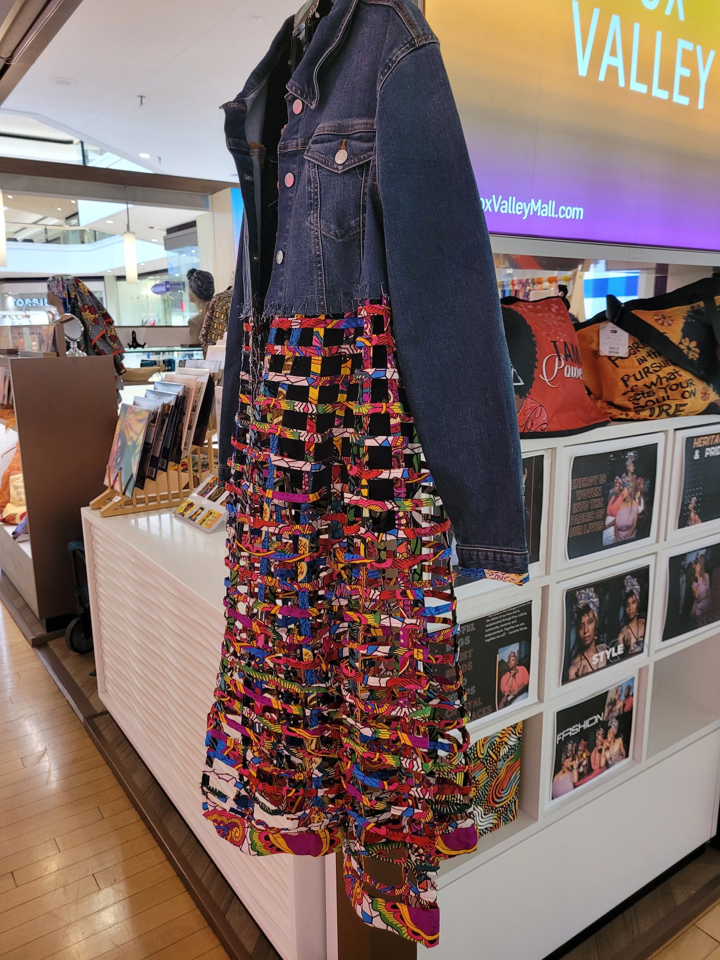 Afrofunk Wear-Laced Denim Jacket-$175