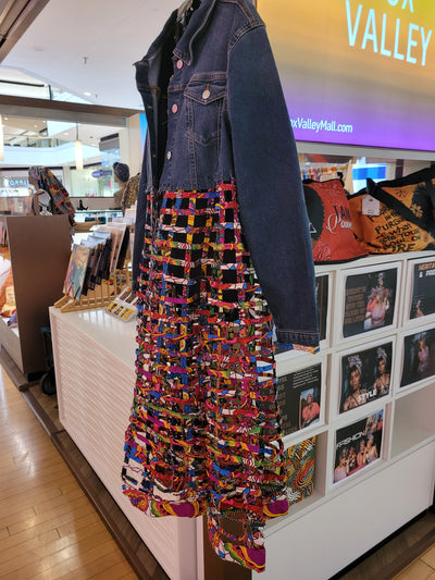 Afrofunk Wear-Laced Denim Jacket-$175
