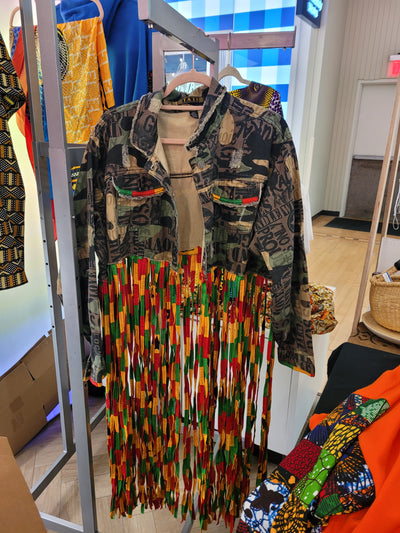 Afrofunk Wear -Fringe Denim Jacket