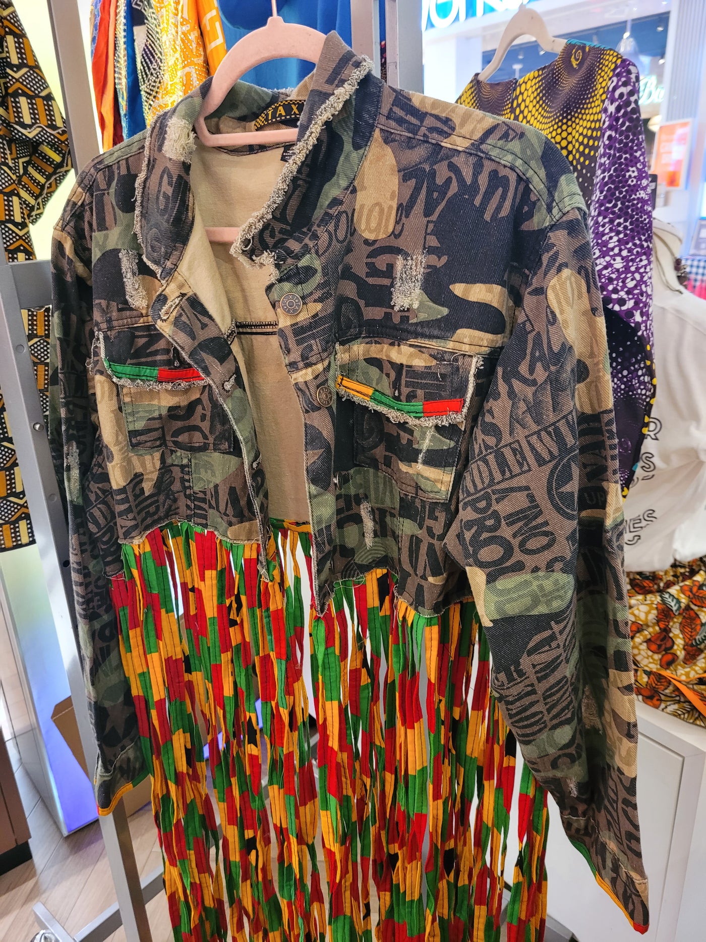Afrofunk Wear -Fringe Denim Jacket