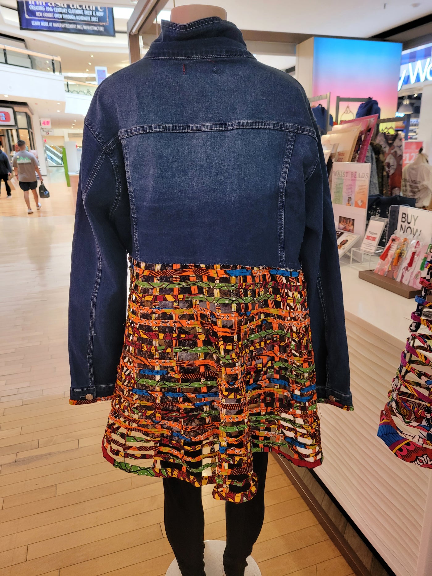 Afrofunk Wear-Laced Denim Jacket-$175