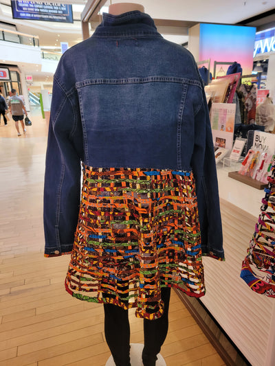 Afrofunk Wear-Laced Denim Jacket-$175
