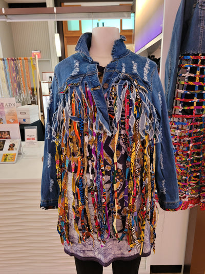 Afrofunk Wear -Fringe Denim Jacket