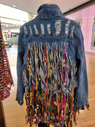Afrofunk Wear -Fringe Denim Jacket