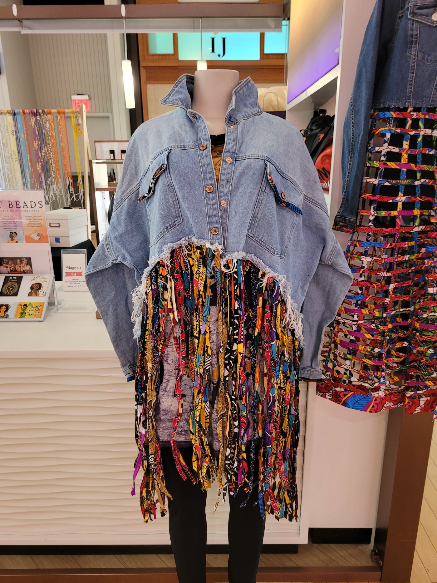 Afrofunk Wear -Fringe Denim Jacket