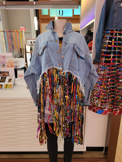 Afrofunk Wear -Fringe Denim Jacket