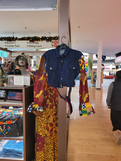 Afrofunk Wear - Cropped Denim Jacket with Belt