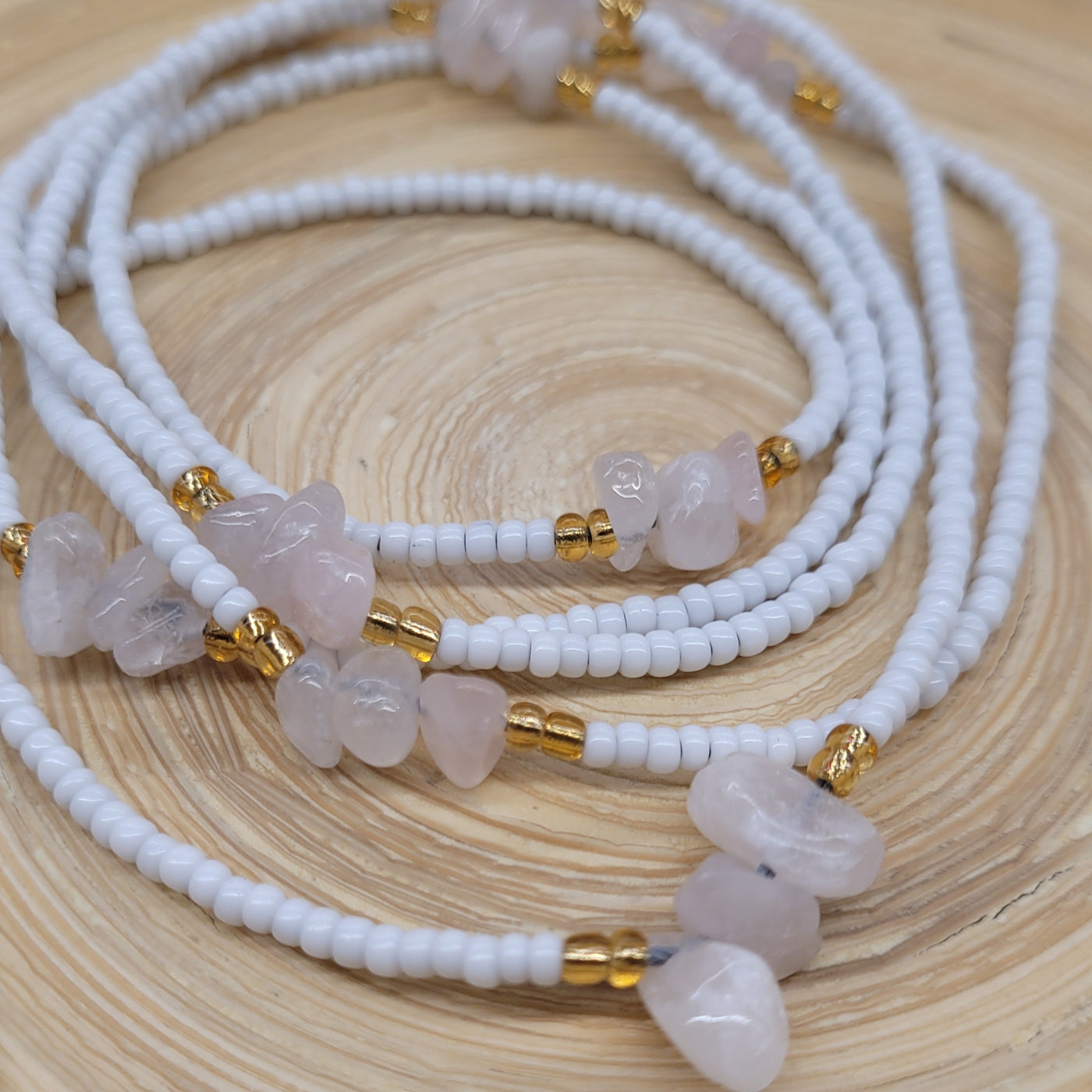 Rose Quartz Crystal Waist Beads