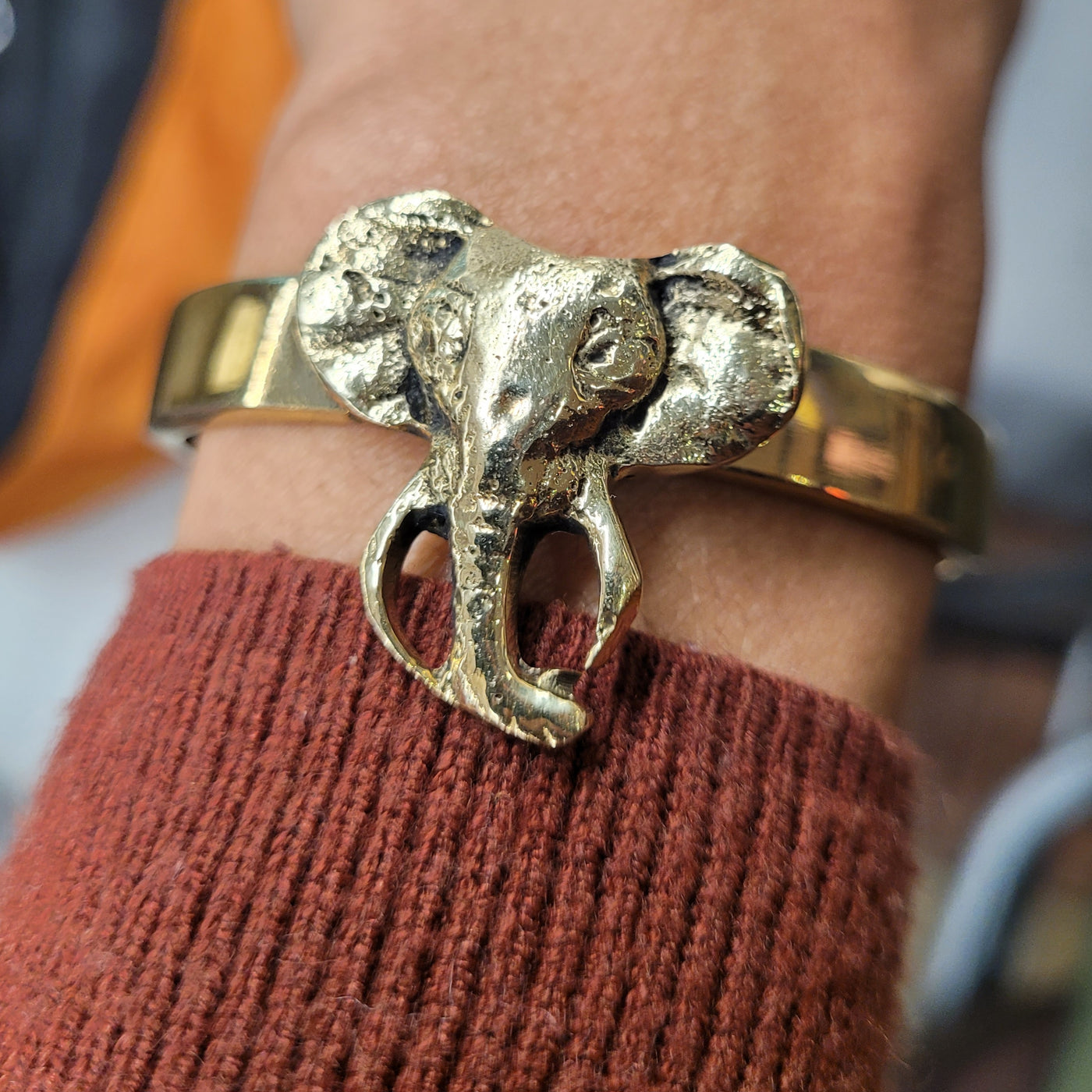 Elephant Brass Wrist Cuffs