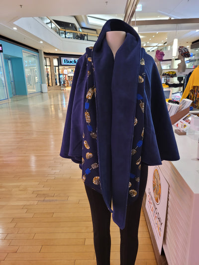 Custom Fleece Shawl with oversized African print neck scarf
