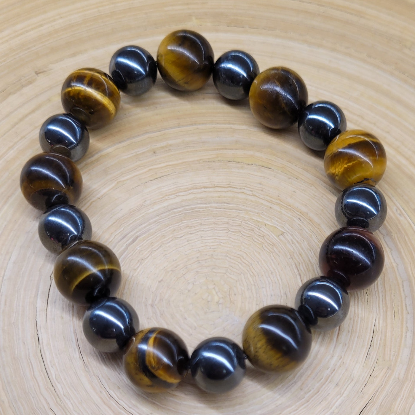 Yellow tiger eye with hematite Bracelet by Designs by Val