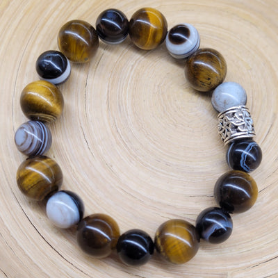 Yellow tiger eye with striped agate Bracelet by Designs by Val