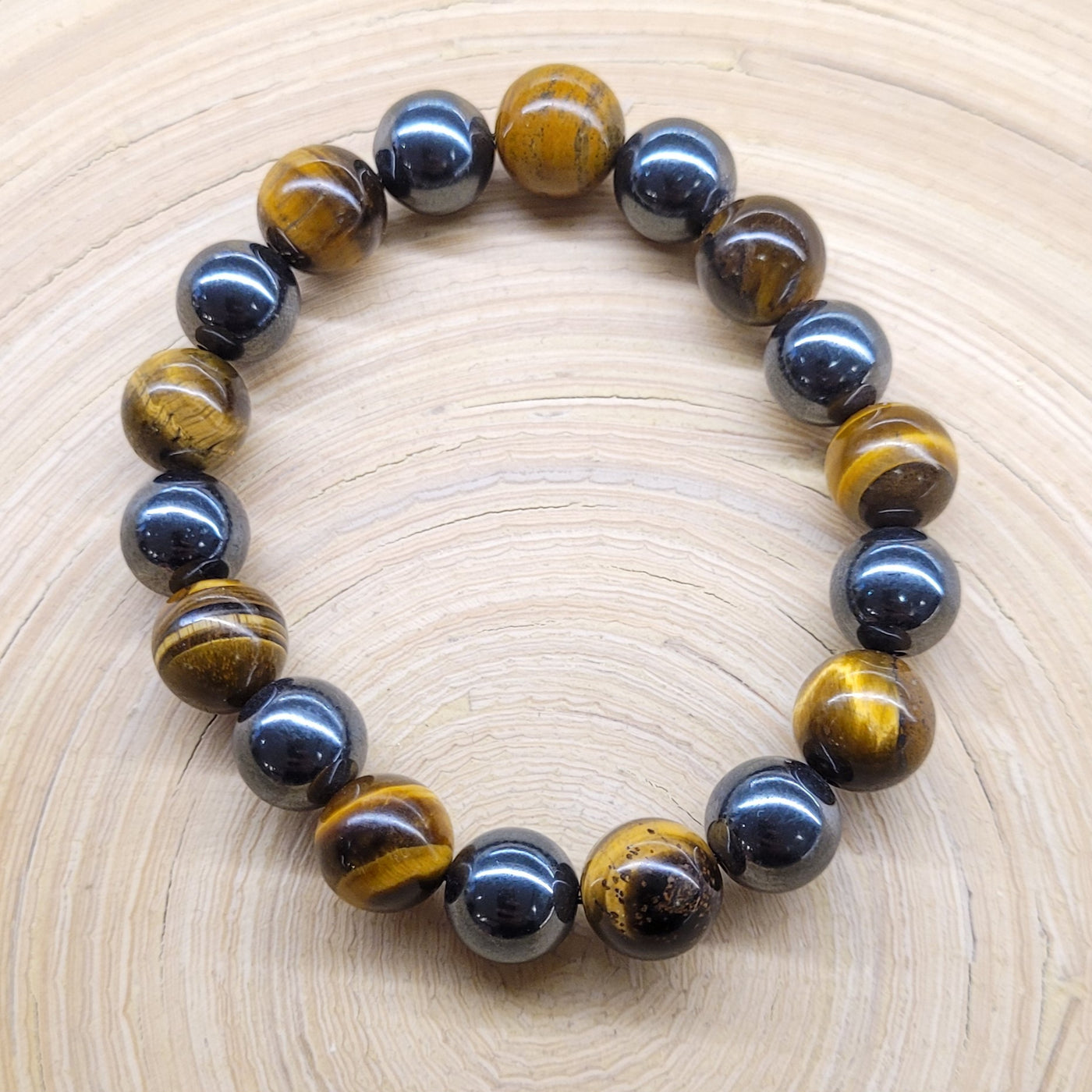 Yellow tiger eye with hematite Bracelet by Designs by Val