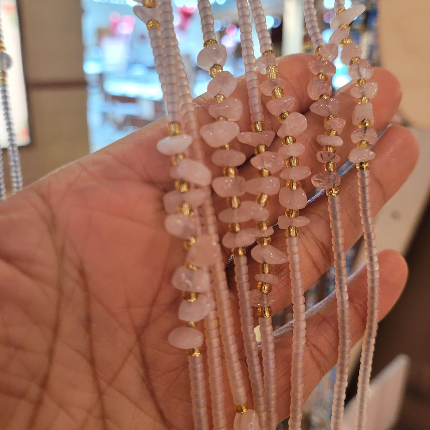 Rose Quartz Crystal Waist Beads