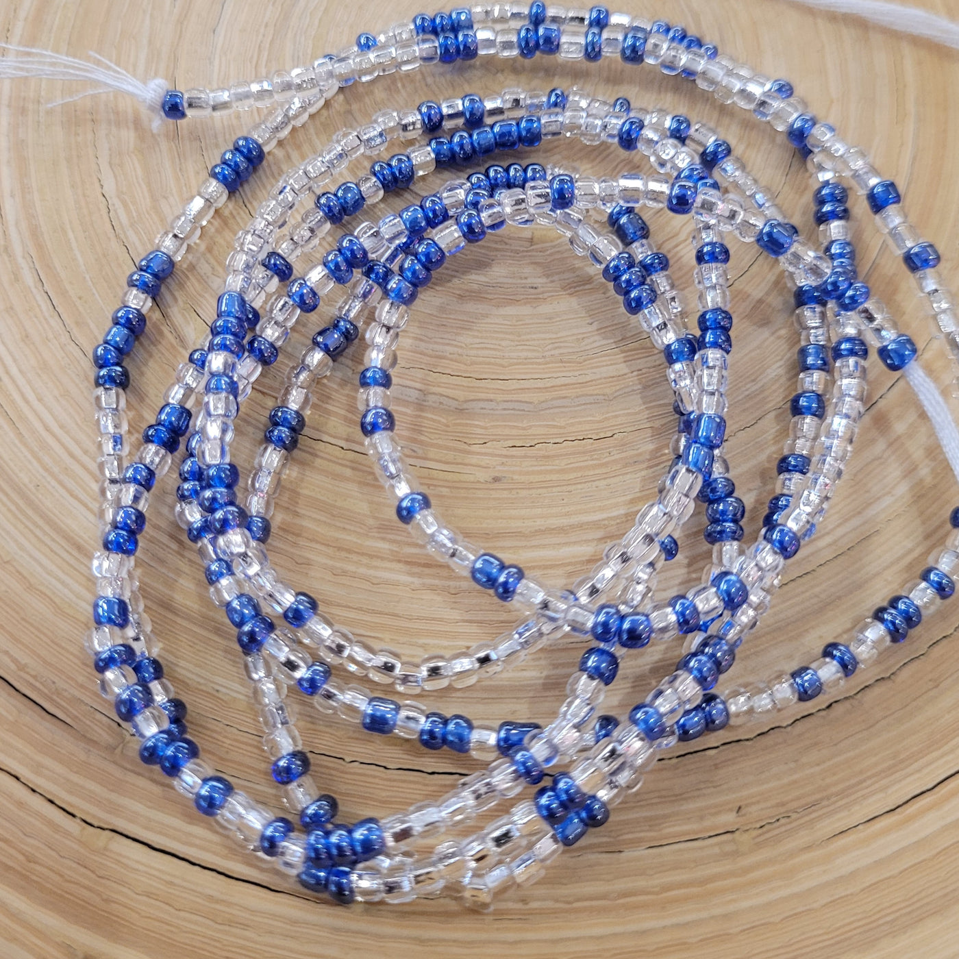 Two Toned "Blue and Clear" Waist Beads