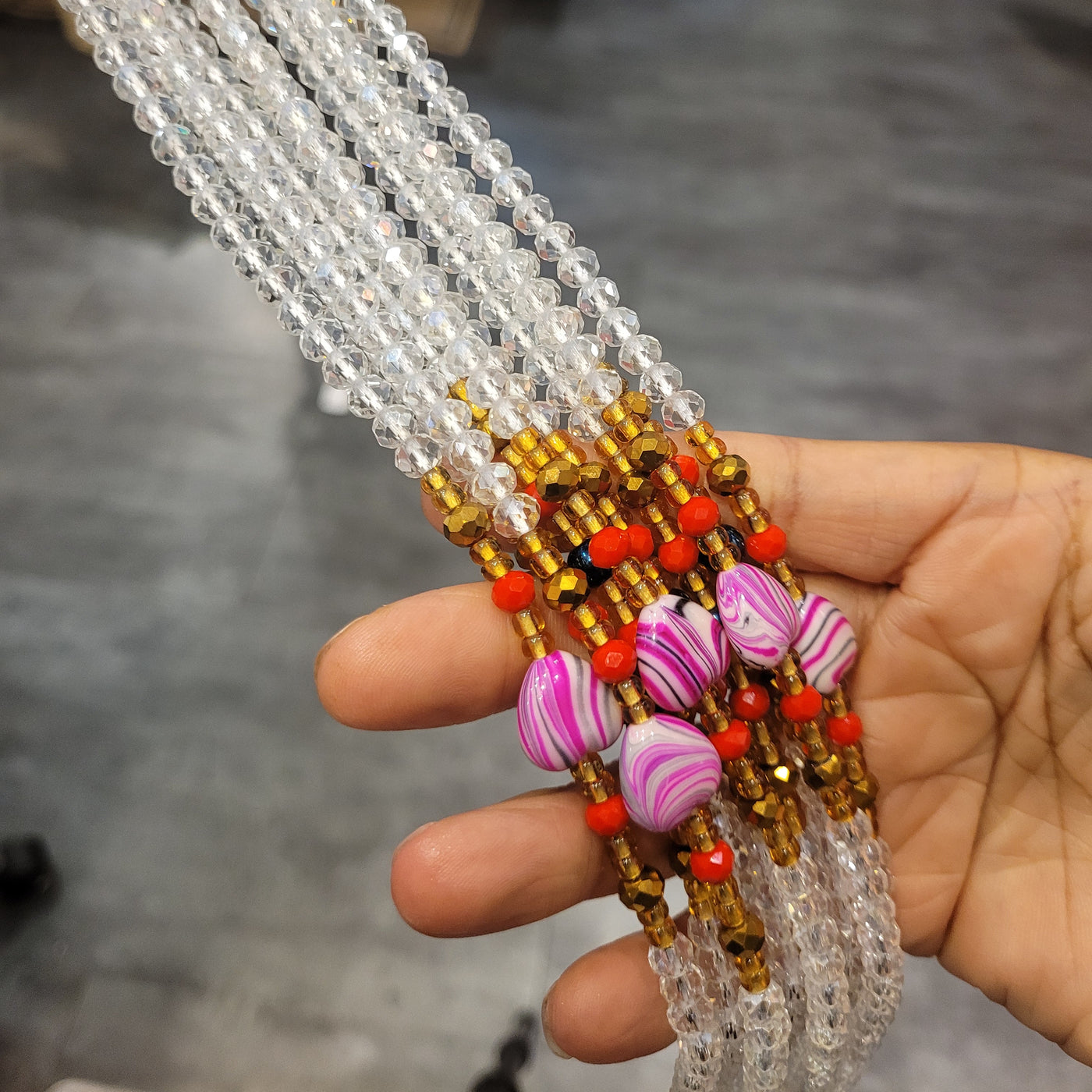 "DREAM" - Lux Waist Beads with Pink heart