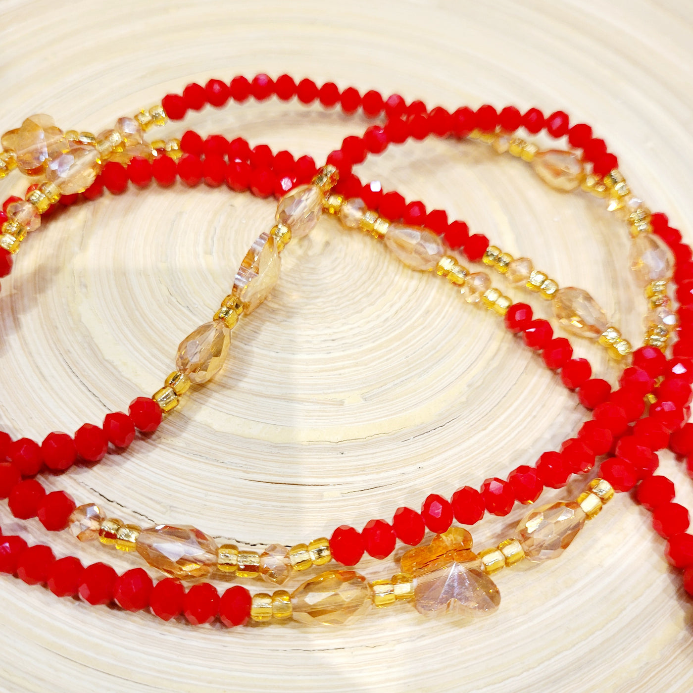 "ROOT CHAKRA" - Lux Waist Beads in Red with gold butterfly