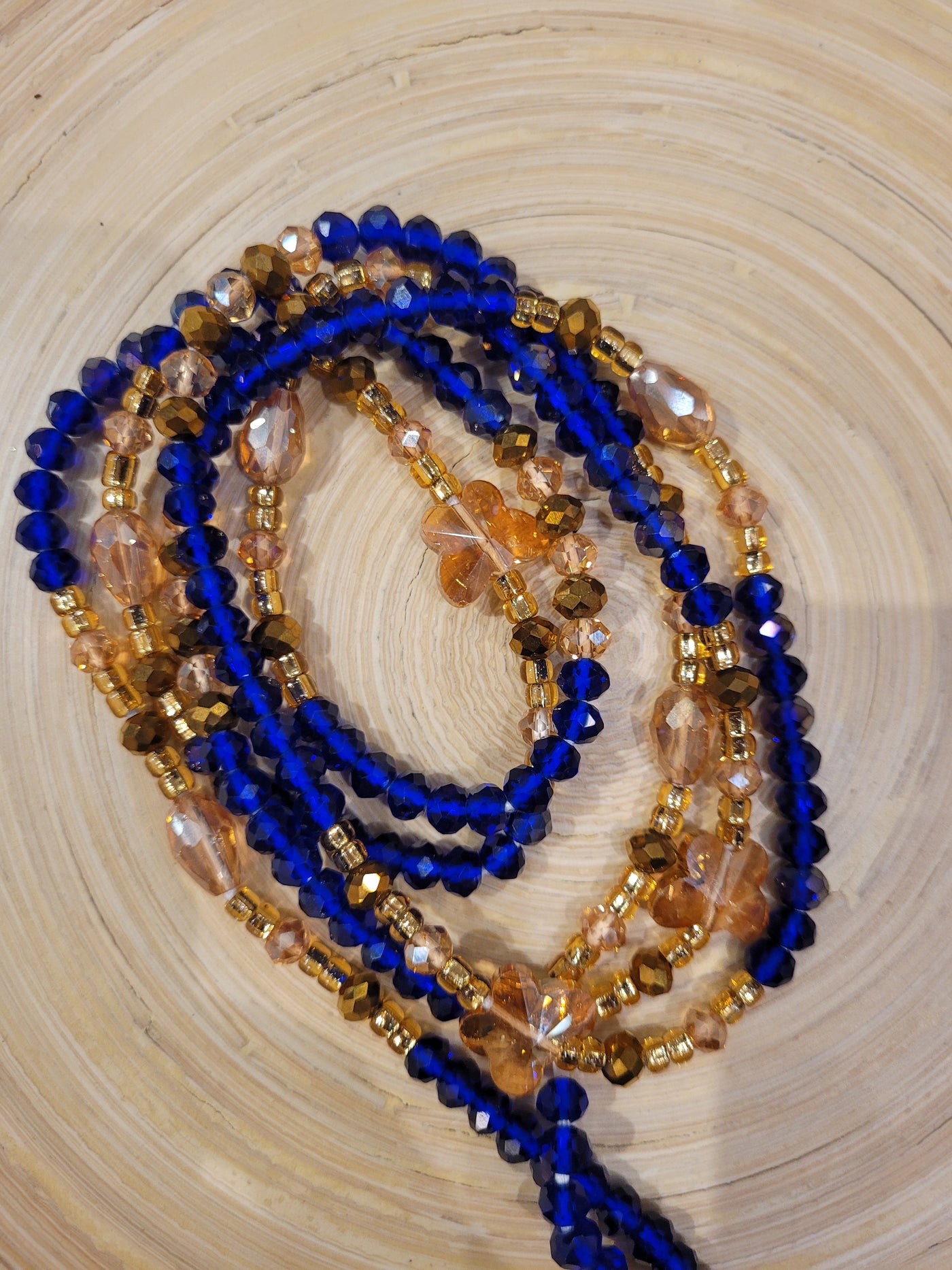 "LOYAL" - Lux Waist Beads in Blue with butterfly