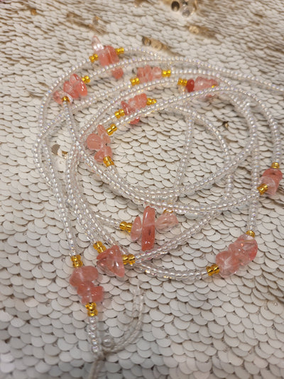 Cherry Quartz Crystal Waist Beads