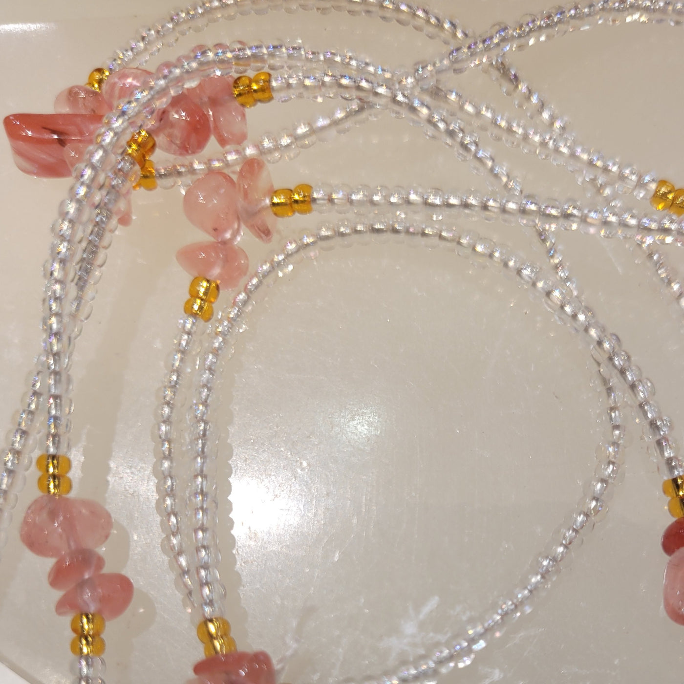 Cherry Quartz Crystal Waist Beads