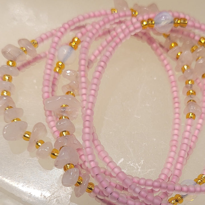 Rose Quartz Crystal Waist Beads – Dawning Day Creations