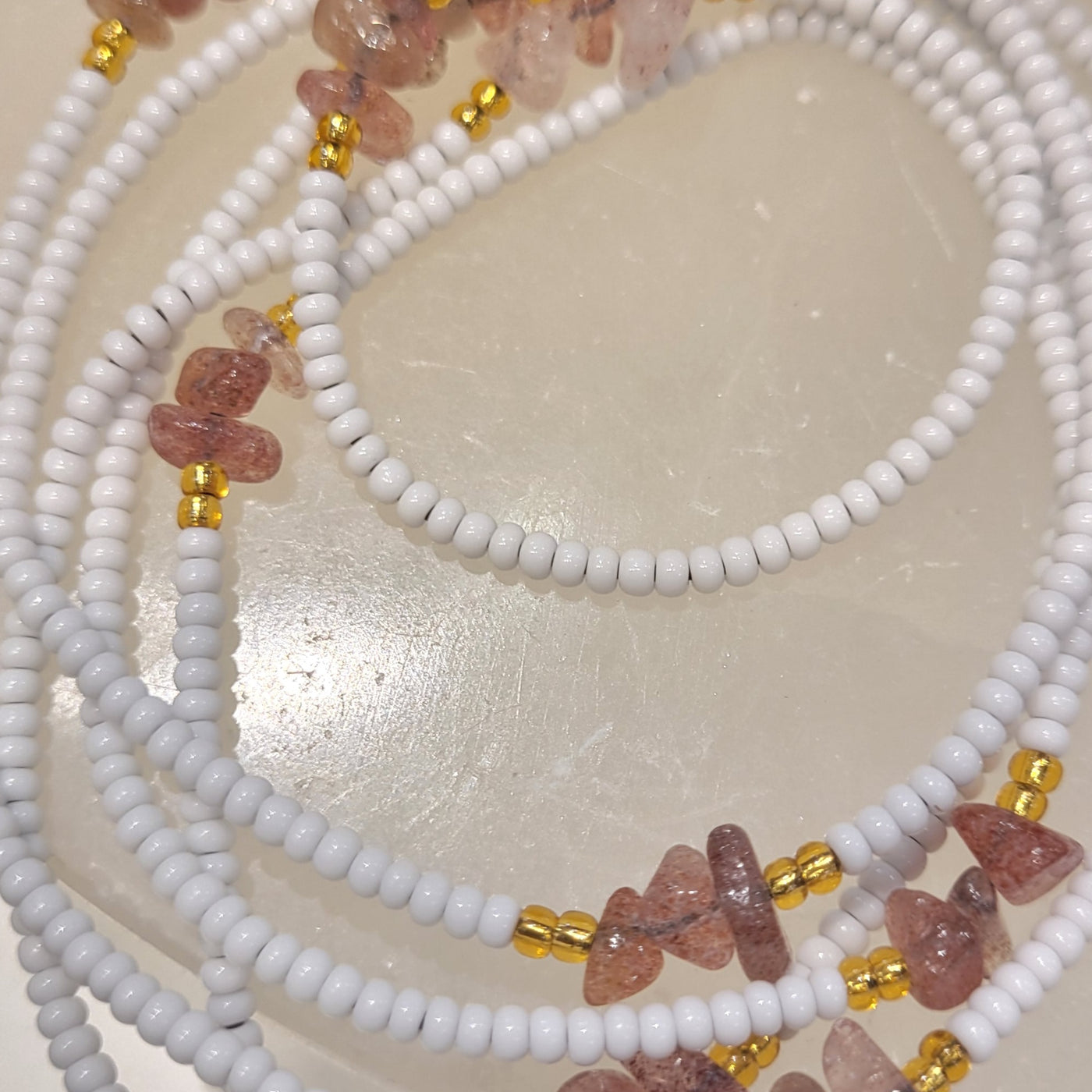 Strawberry Quartz Crystal Waist Beads