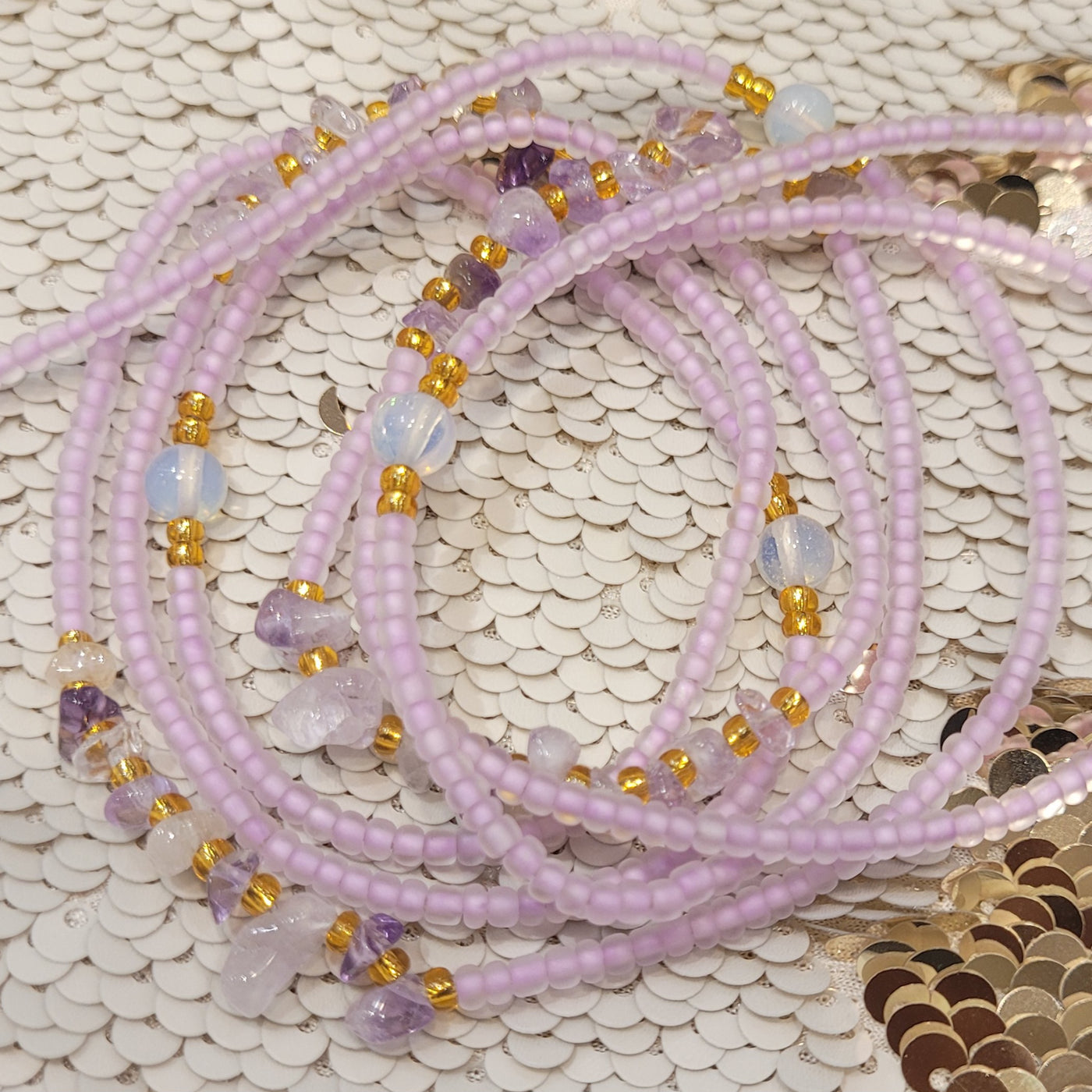 Purple Amethyst Crystal Waist Beads