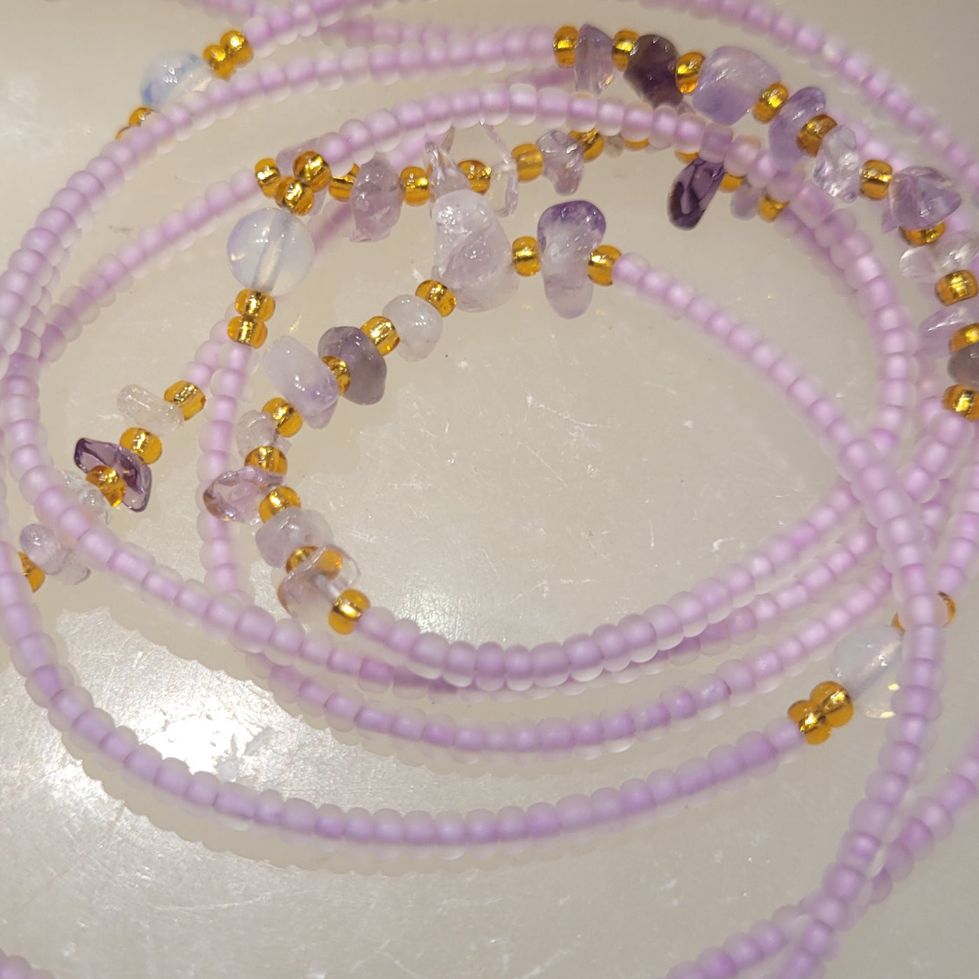 Purple Amethyst Crystal Waist Beads