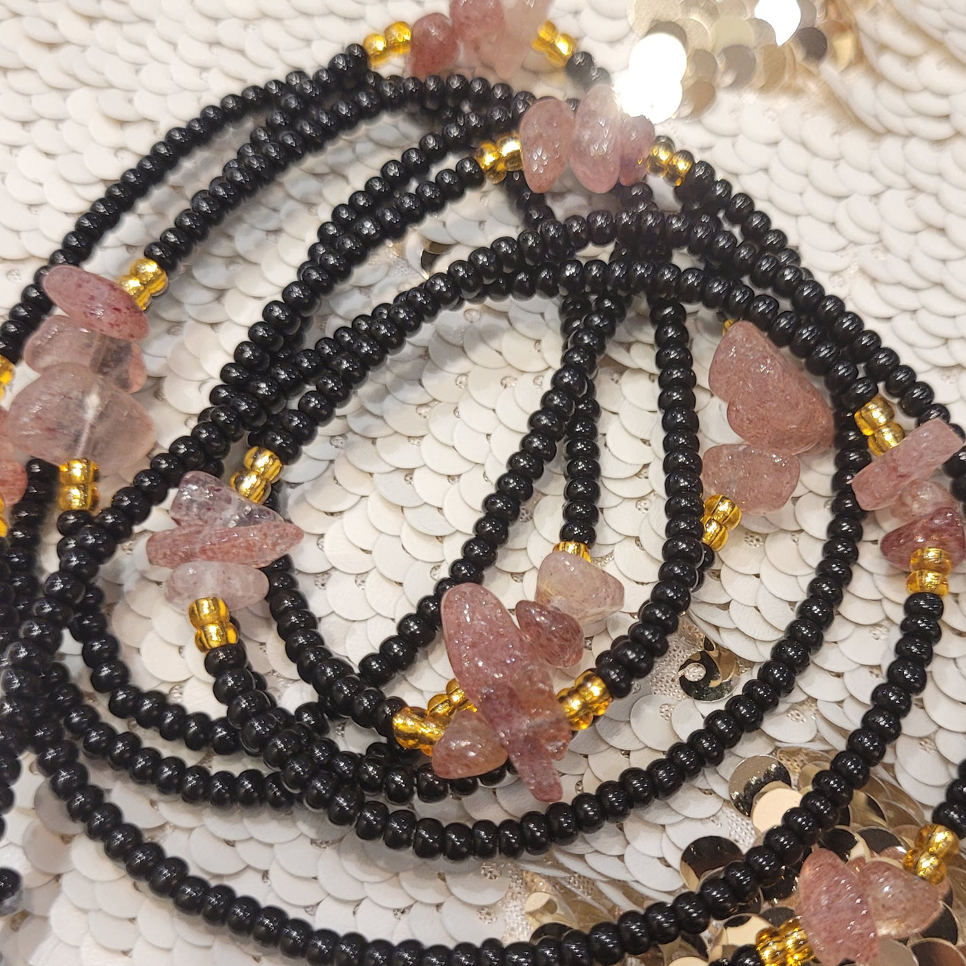 Strawberry Quartz Crystal Waist Beads