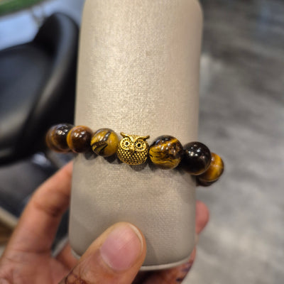 DBV-#5 Yellow Tiger Eye 10MM & 12MM beads with Owl Bracelets