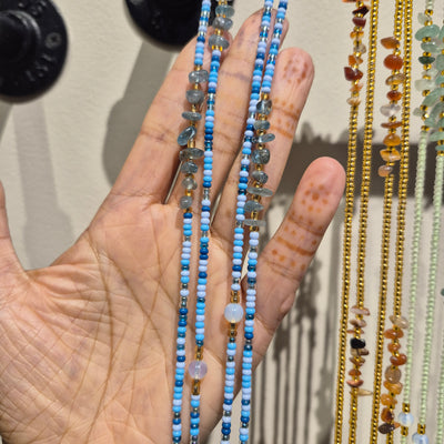 Blue Apatite Crystal Waist Beads