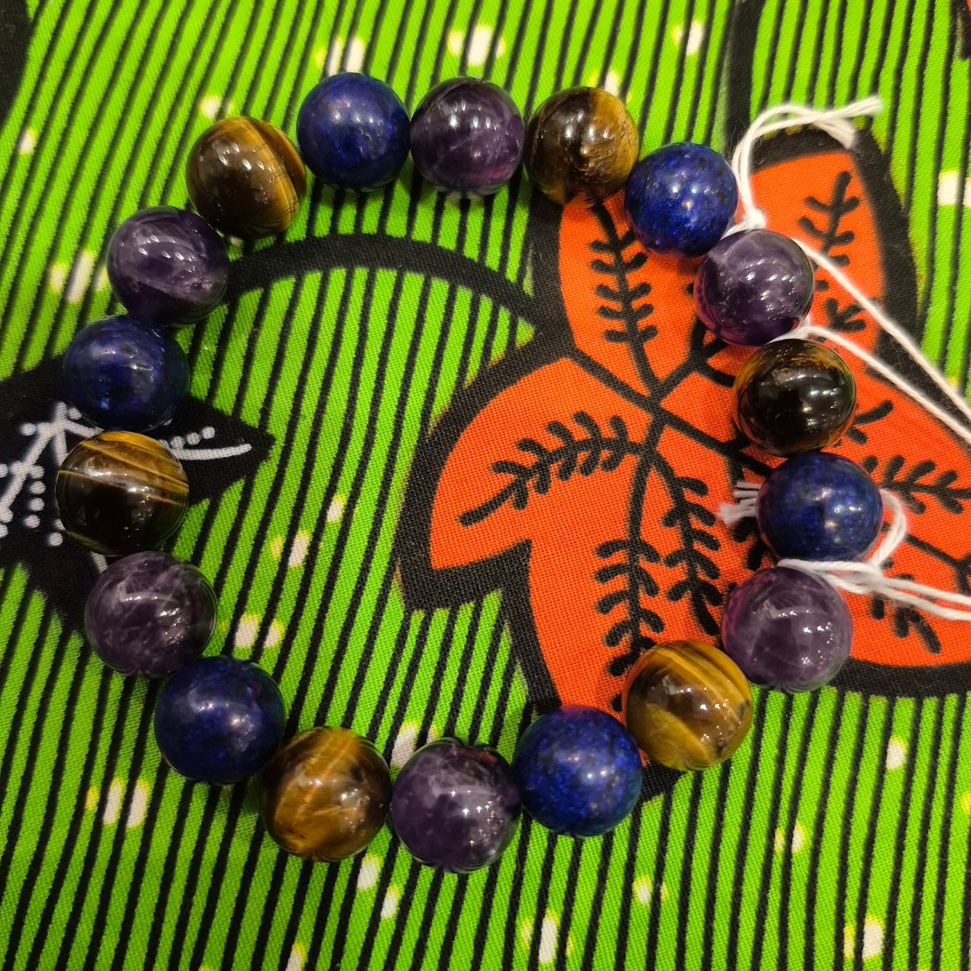 DBV-#12 Tiger Eye, Amethyst, Lapis Lazuli Bead Bracelets 12 MM