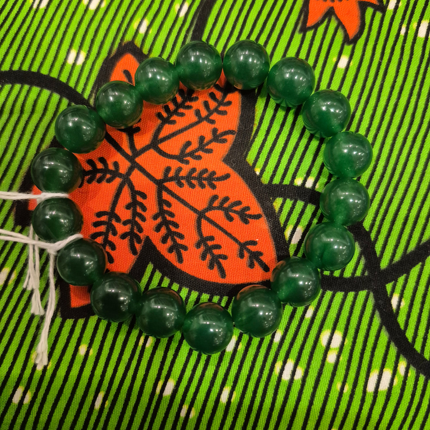 DBV-#16 Green Jade Bead Bracelets 12 MM