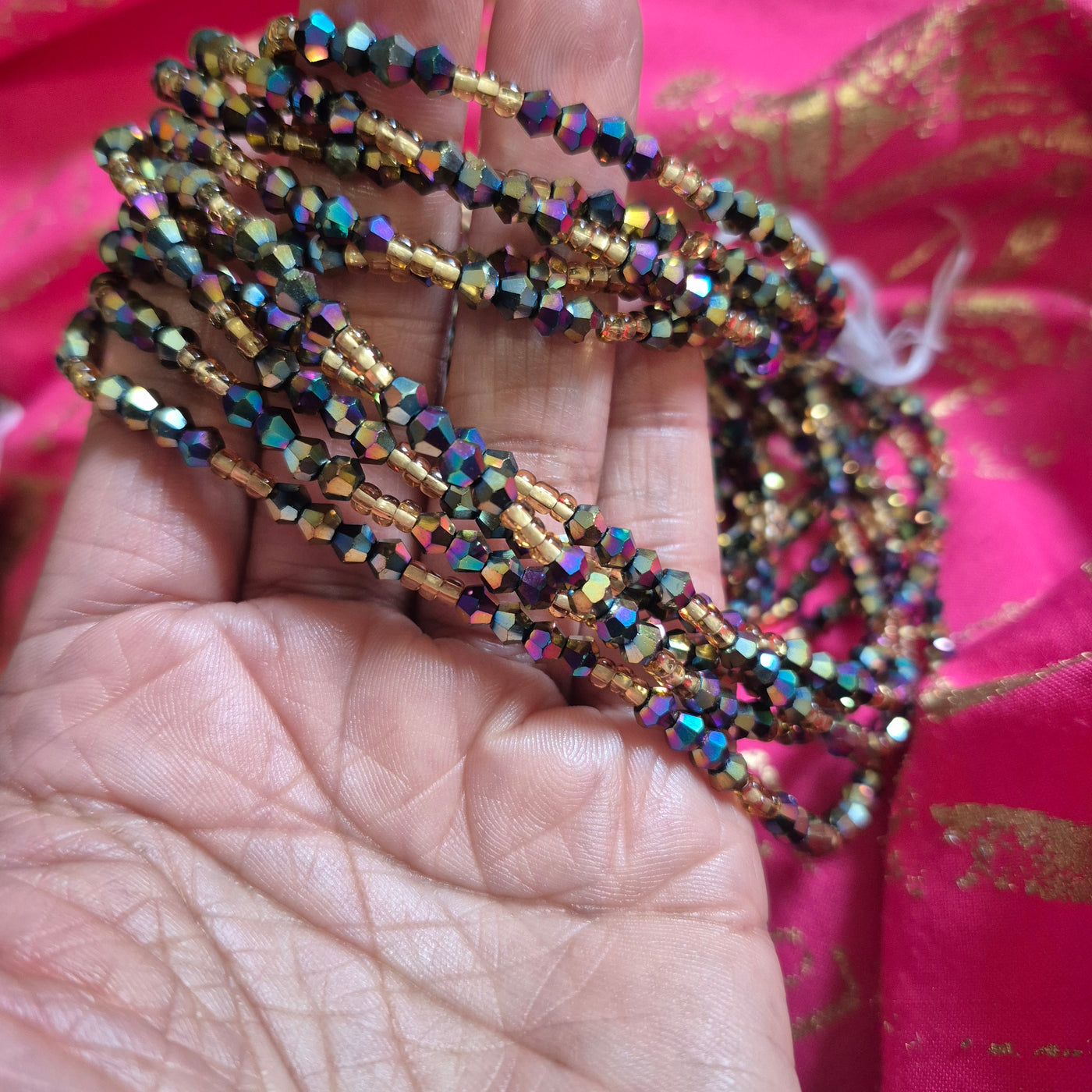 "GRAND ROYAL" - Lux Waist Beads with gold and purple iridescent colored beads