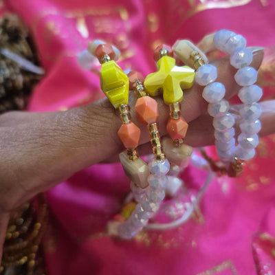 "SACRED SOFTNESS" - Premium Lux Waist Beads with pink, yellow and orange iridescent colored beads