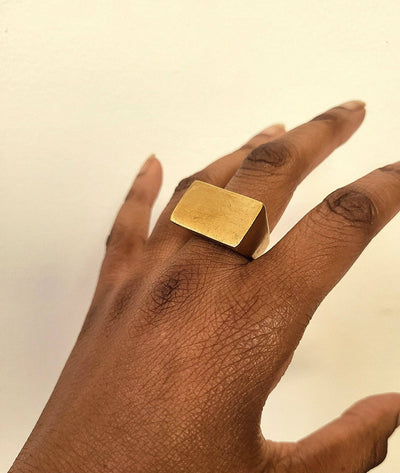 Ada African Geometric Brass Statement Ring