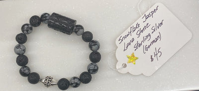 Snowflake Jasper with Lava Stone Bracelet by HGJ