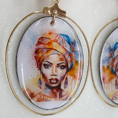 Natural Coral Earrings with head wrap Sistah by HGJ