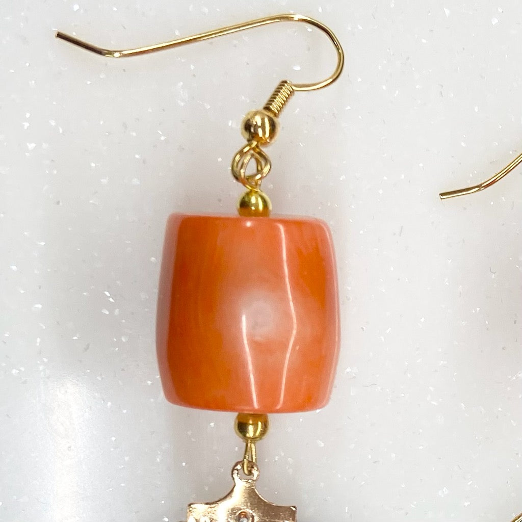 Natural Coral Earrings with head wrap Sistah by HGJ