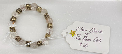 Clear Quartz Bracelet with Pure Brass Owls by HGJ
