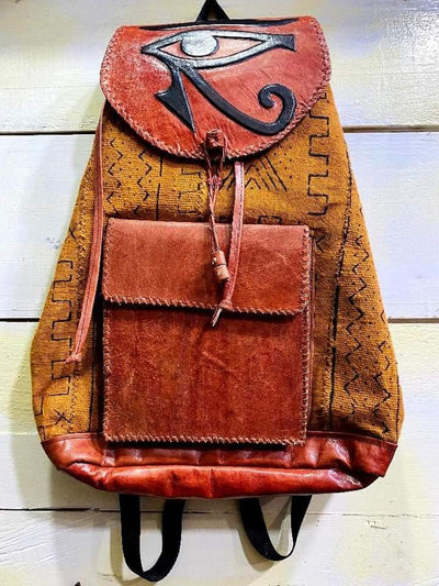 Leather & Mudcloth Backpack