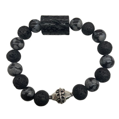 Snowflake Jasper with Lava Stone Bracelet by HGJ