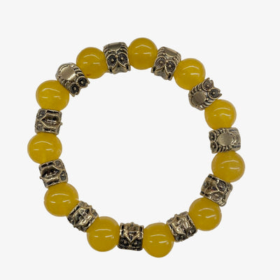 Honey Jade Bracelet with Pure Brass Owls by HGJ