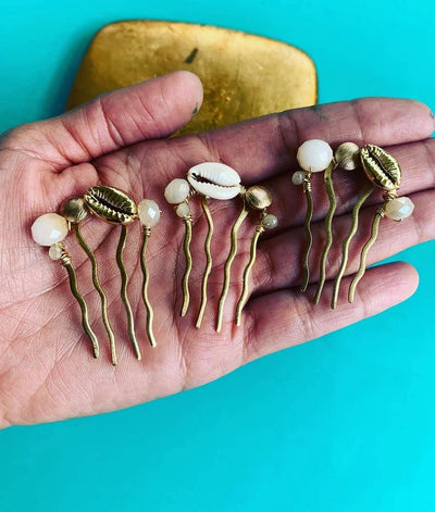 Mermaid hair pin, goddess hair pin, cowrie shell hair pin
